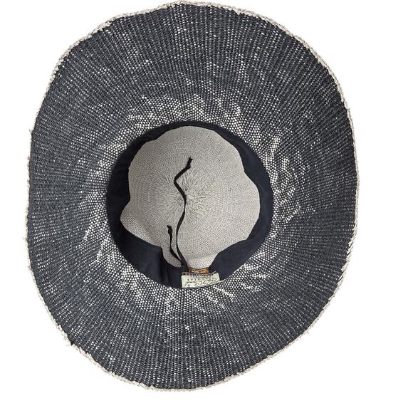 Gray Distressed Wide Brim Sun Hat UPF 50 Linen Bow Coastal Chic main image 7